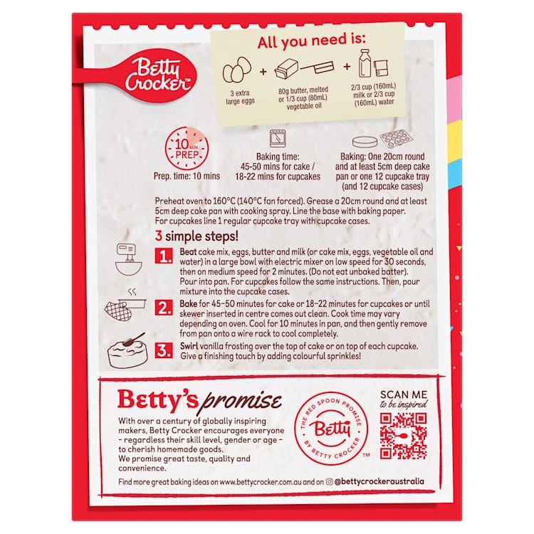Betty Crocker Cake Mix Rainbow Chip Party Cake