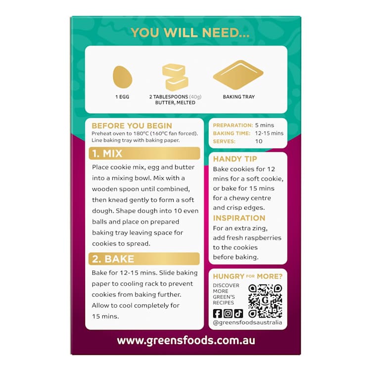 Green's Cookie Mix Raspberry White Choc