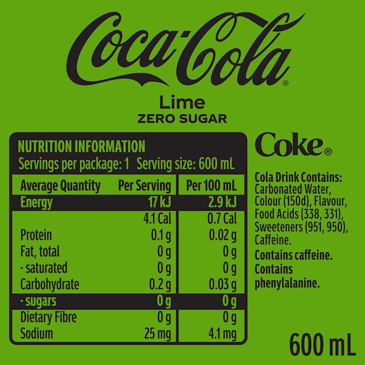 Coca-Cola Zero Sugar Lime Soft Drink Bottle