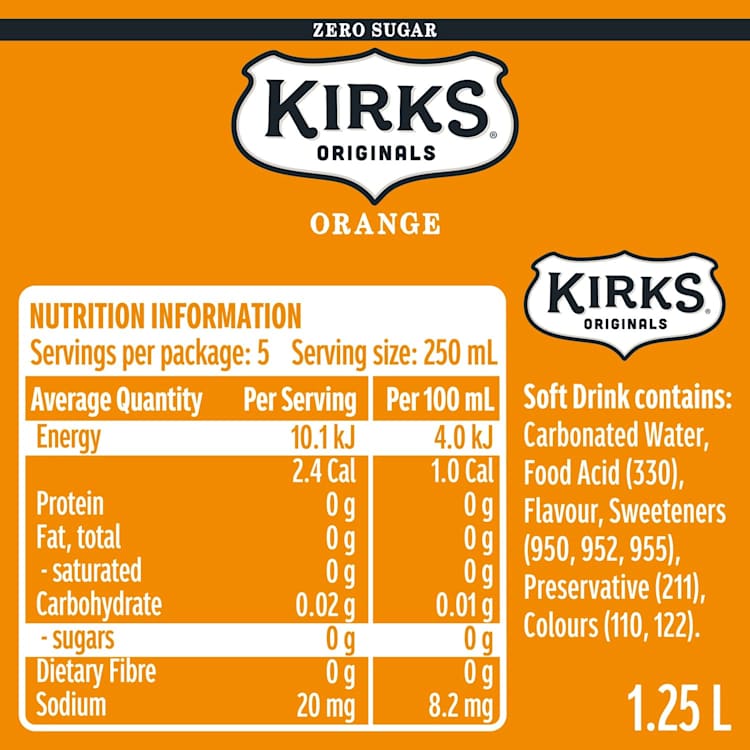 Kirks Orange Sugar Free bottle