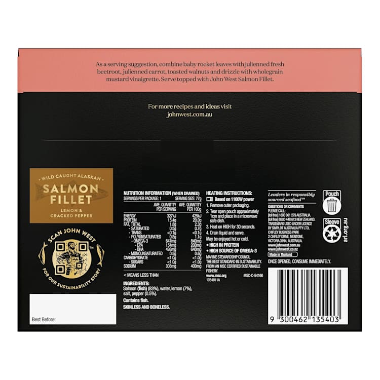 John West Salmon Fillets with Lemon Pepper