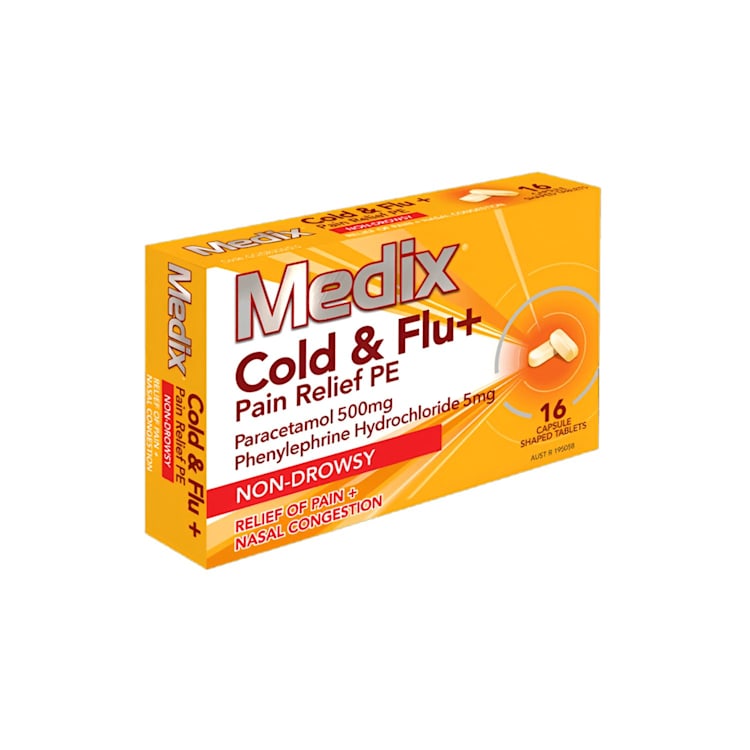 Medix Cold & Flu Pe + Pain Capsule Shaped Tablets