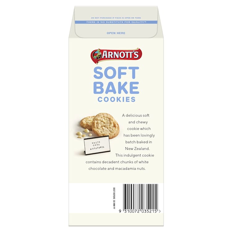 Arnott's Softbake Cookies Biscuits White Choc Macadamia