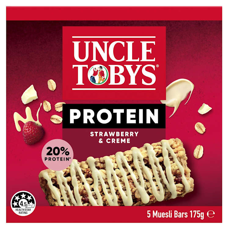 Uncle Tobys Cereal Bar Protein Bar Strawberry & Crème
