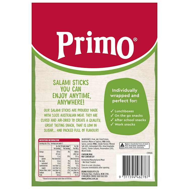 Primo Air-Dried Salami Sticks Mild Salami