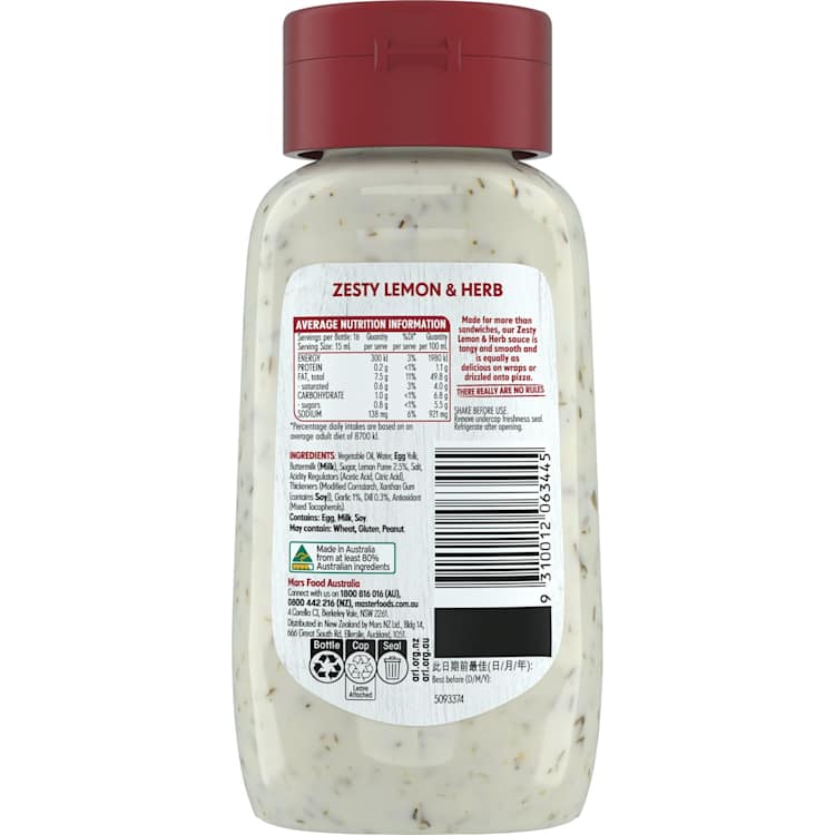 Masterfoods Sauce Zesty Lemon And Herb