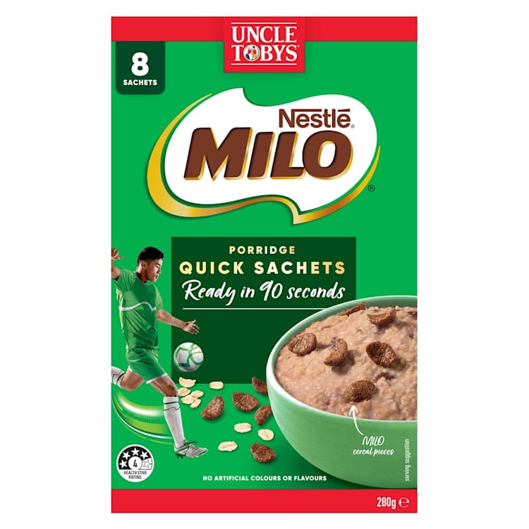 Uncle Tobys Oats Quick Sachets Breakfast Cereal Milo