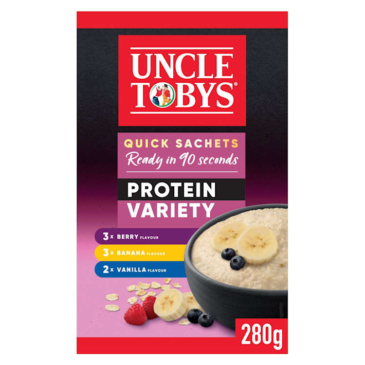 Uncle Tobys Oats Quick Sachets Breakfast Cereal Protein Variety 