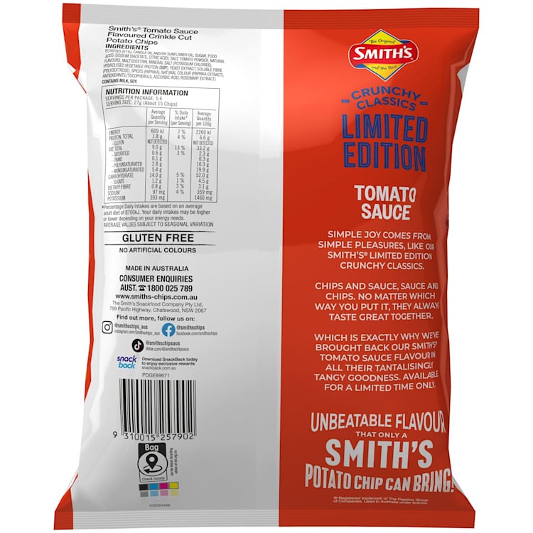 Smiths Chips Crinkle Tomato Sauce