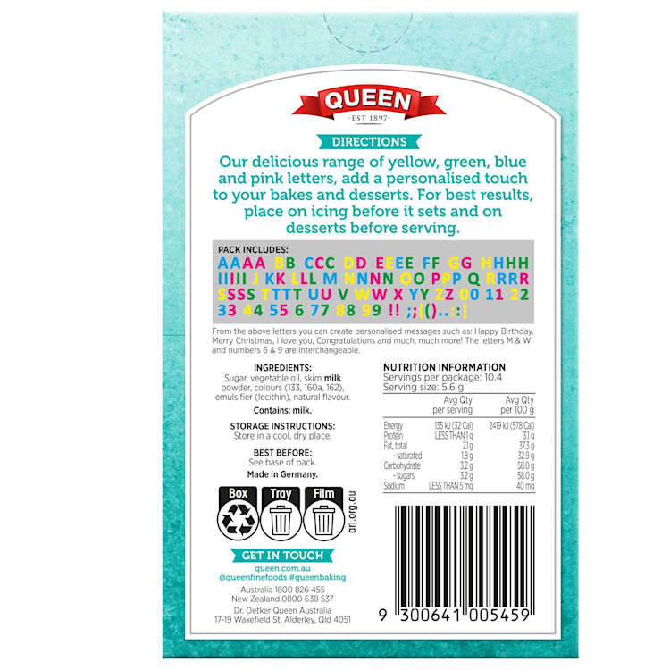 Queen Colourful Letters & Numbers