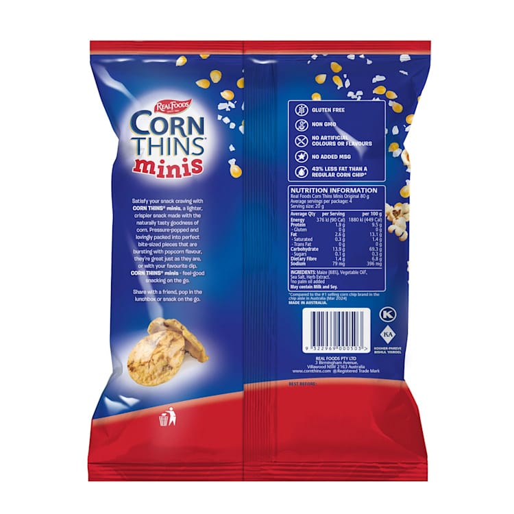 Real Foods Corn Thins Minis Original 