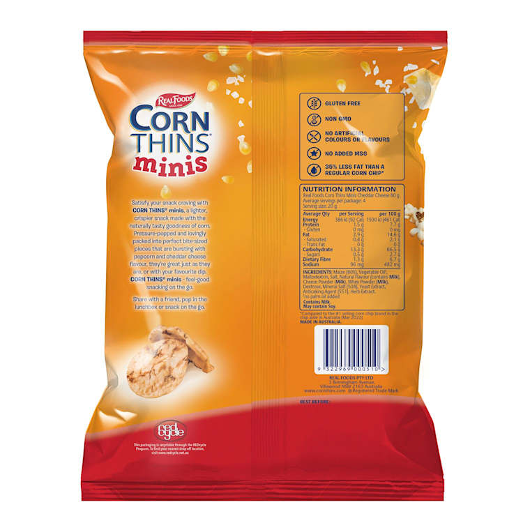 Real Foods Corn Thins Minis Cheddar Cheese