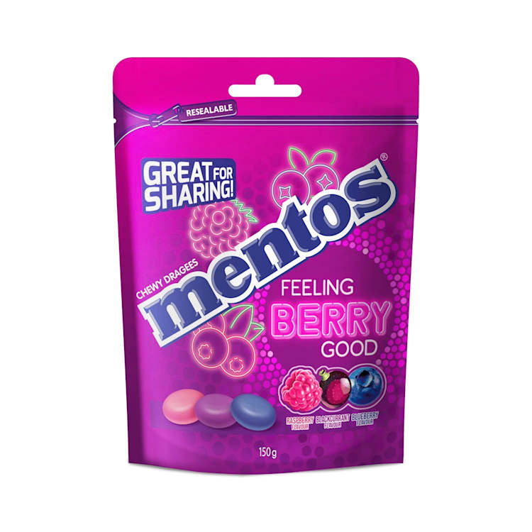 Mentos Sugar Confectionery Feeling Berry Good Share Bag 
