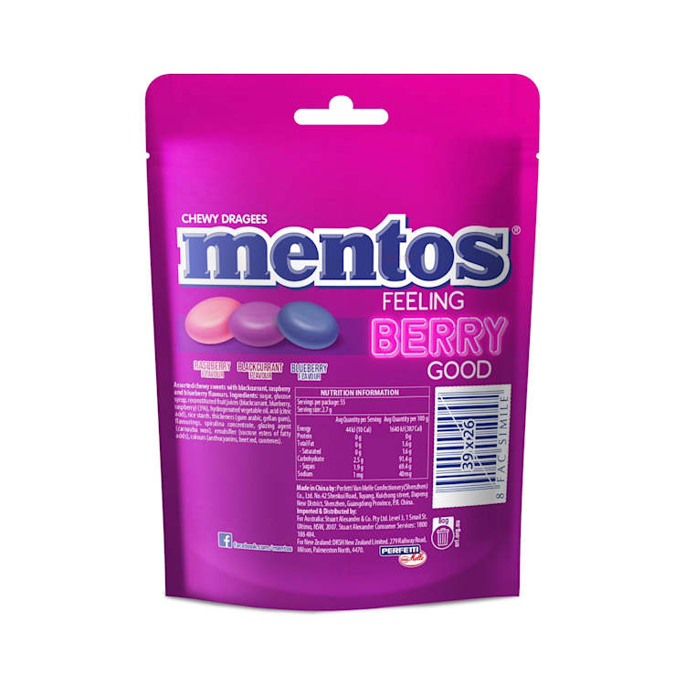 Mentos Sugar Confectionery Feeling Berry Good Share Bag 