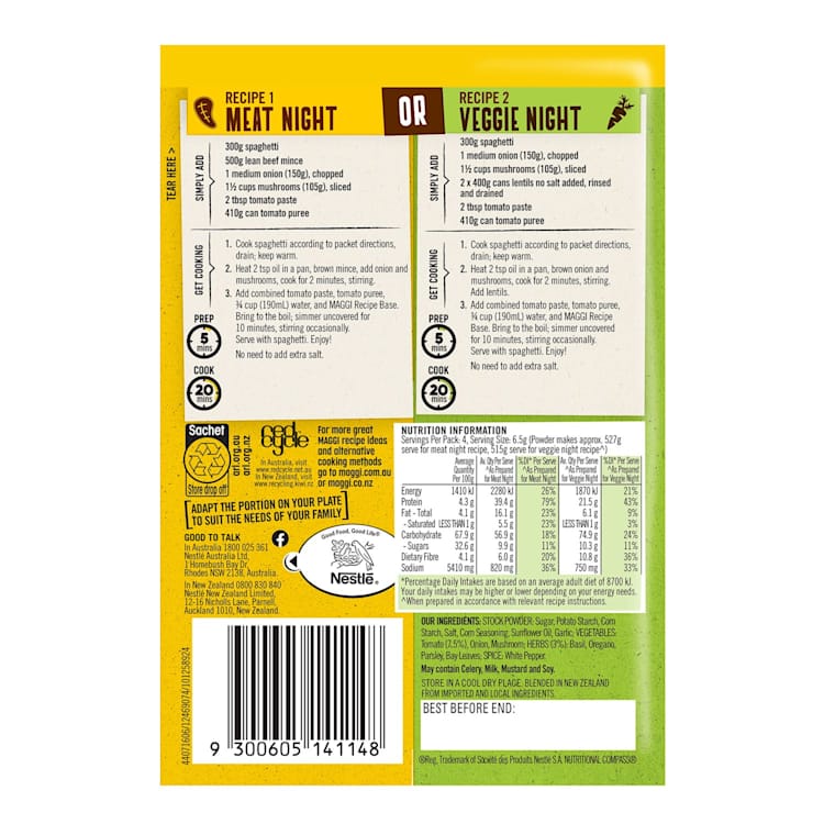 Maggi Dry Recipe Base Bolognese Natural 