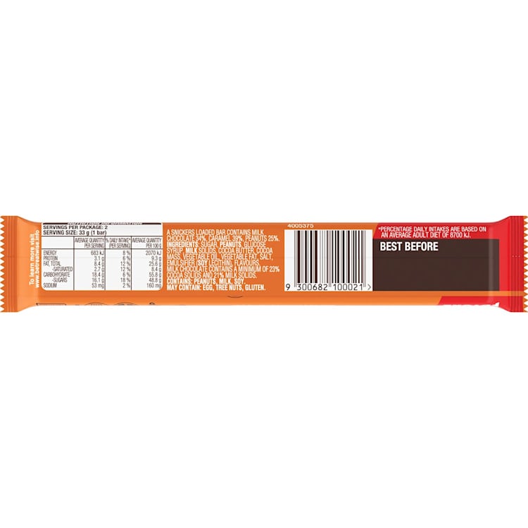 Snickers Loaded Peanuts & Caramel Chocolate Bar