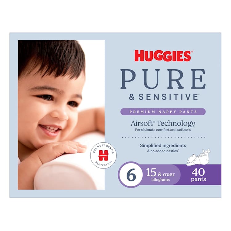 Huggies Pure & Sensitive Nappy Pant Size 6 Large 