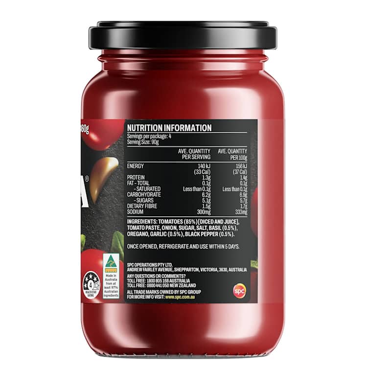 Ardmona Pasta Sauce Basil Garlic & Black Pepper