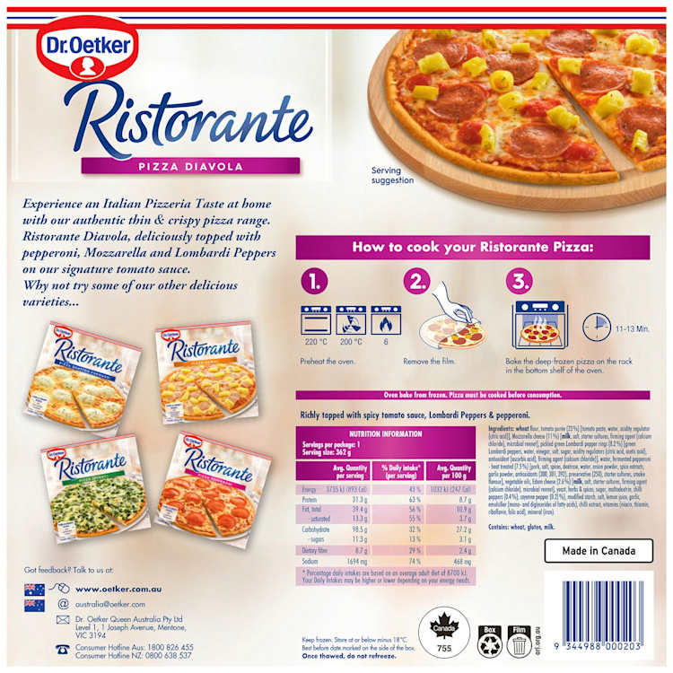 Dr. Oetker Ristorante Frozen Pizza Diavola