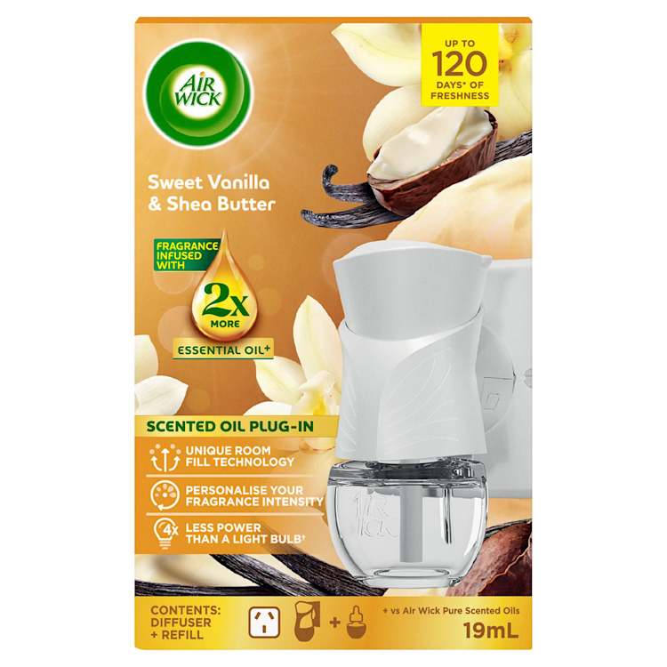 Air Wick Essential Oil Air Freshener Plug In Diffuser Sweet Vanilla & Shea Butter