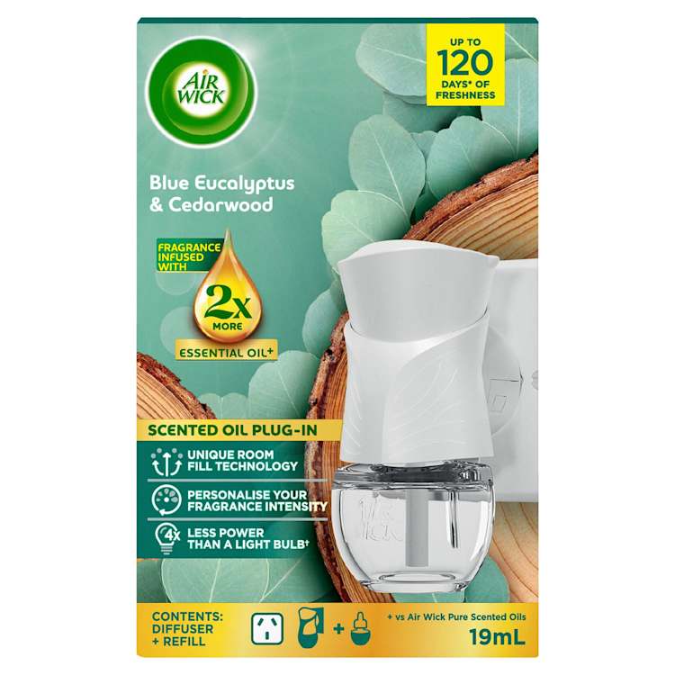 Air Wick Essential Oil Air Freshener Plug In Diffuser Blue Eucalyptus & Cedarwood