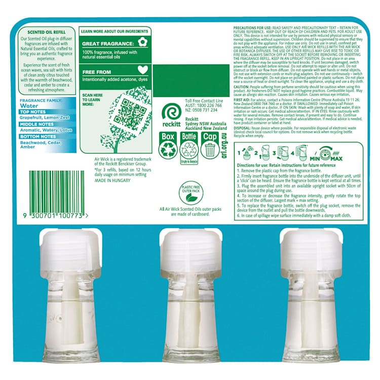 Air Wick Essential Oil Air Freshener Refill Ocean Waves & Sea Salt 