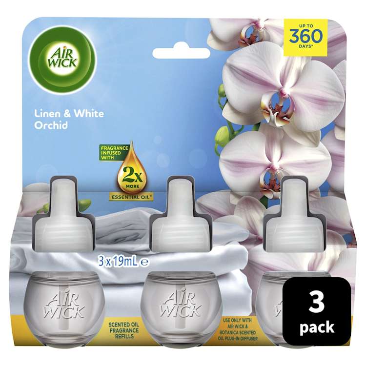 Air Wick Essential Oil Air Freshener Refill Linen & White Orchid 