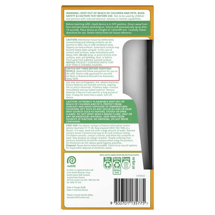 Air Wick Automatic Spray Essential Oil Air Freshener Starter Kit Sweet Vanilla & Shea Butter