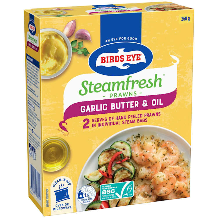 Birds Eye Steamfresh Prawns Garlic Butter & Olive Oil 