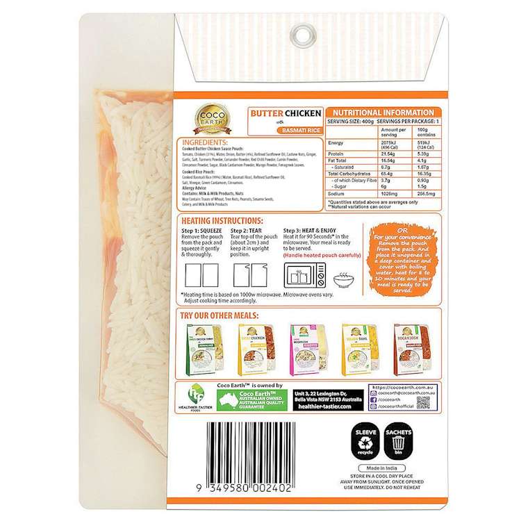 Coco Earth Butter Chicken With Basmati Rice 