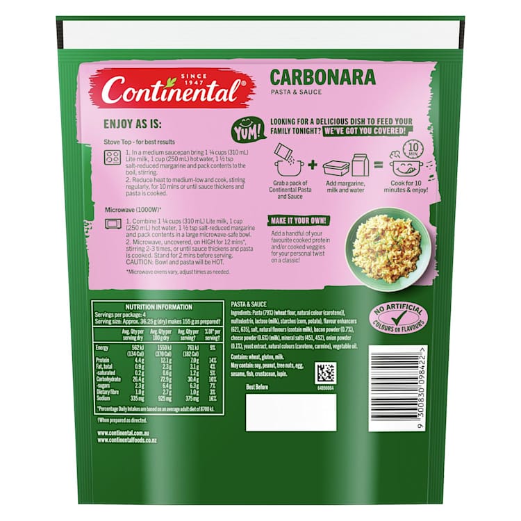 Continental Pasta & Sauce Bacon Carbonara 