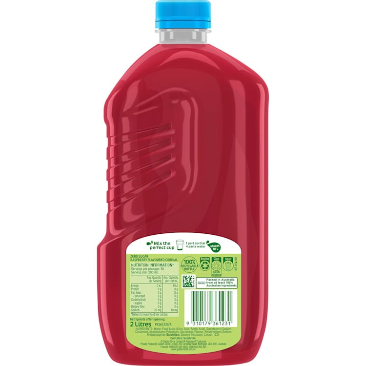 Golden Circle Zero Sugar Raspberry Flavoured Cordial