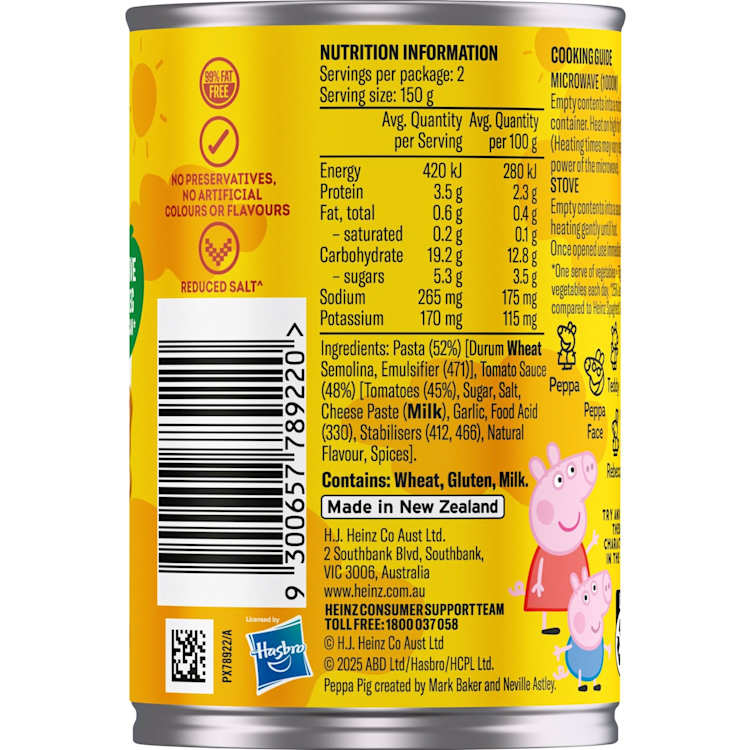 Heinz Novelty Pasta Peppa Pig