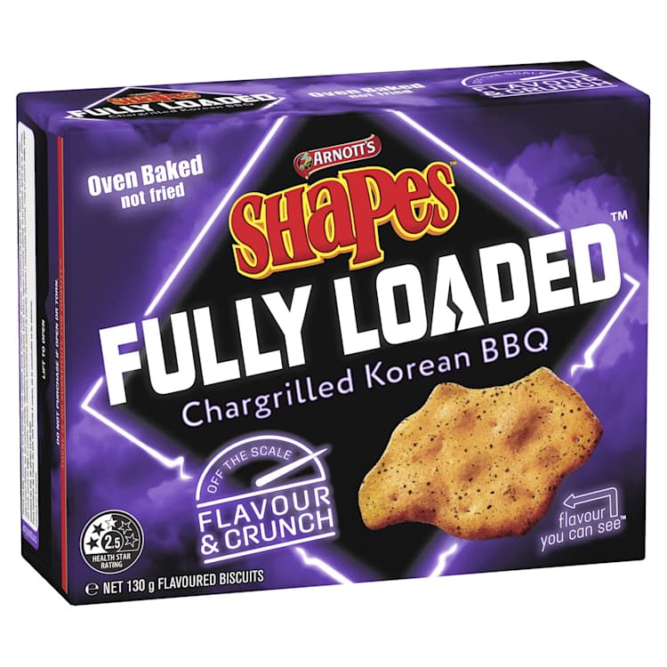 Arnott's Shapes Snacks Fully Loaded Chargrilled Korean BBQ
