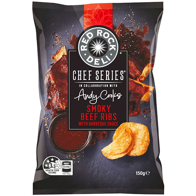 Red Rock Deli Potato Chips Smoky Beef Ribs With Barbeque Sauce 