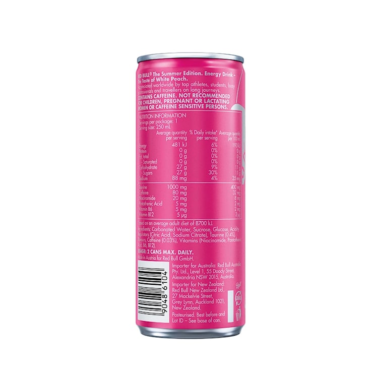 Red Bull Energy Drink Summer White Peach Can