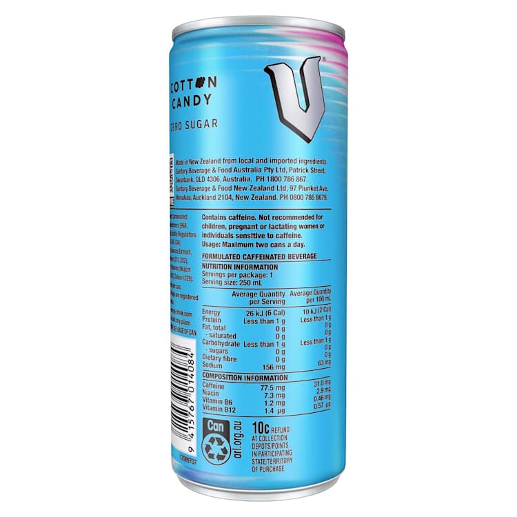 V Energy Drink Cotton Candy Zero Sugar 