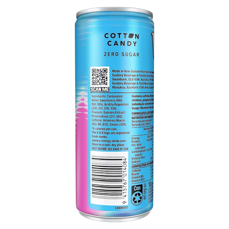 V Energy Drink Cotton Candy Zero Sugar 