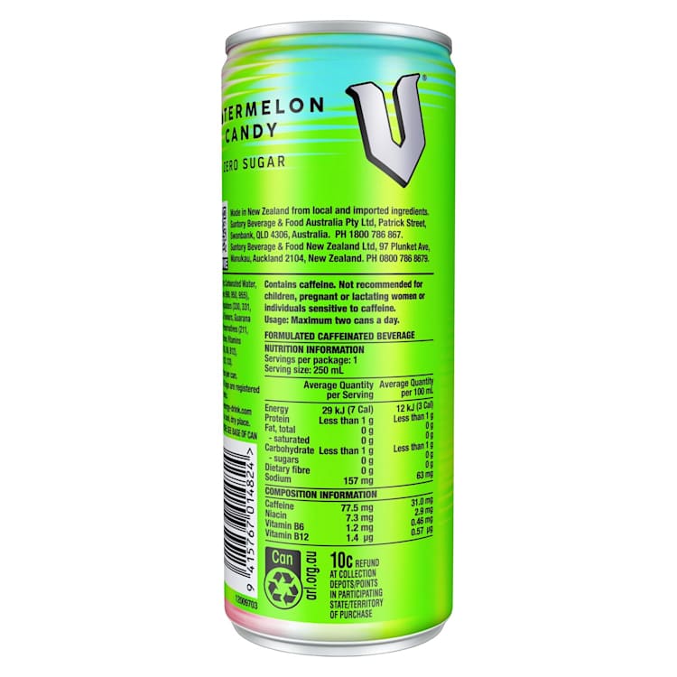 V Energy Drink Watermelon Candy Zero Sugar 