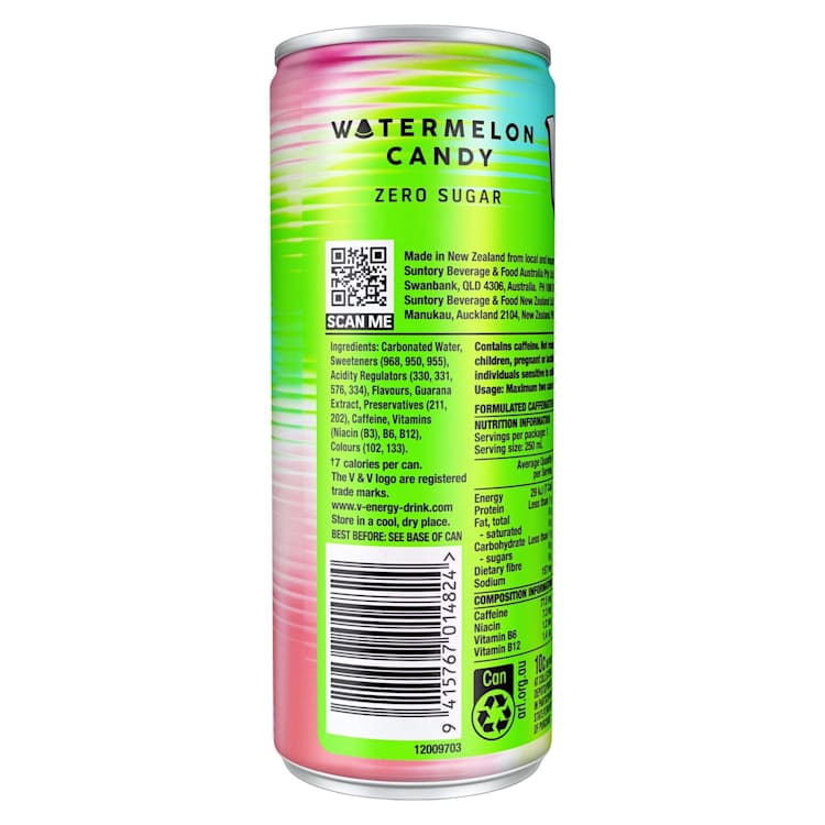 V Energy Drink Watermelon Candy Zero Sugar 
