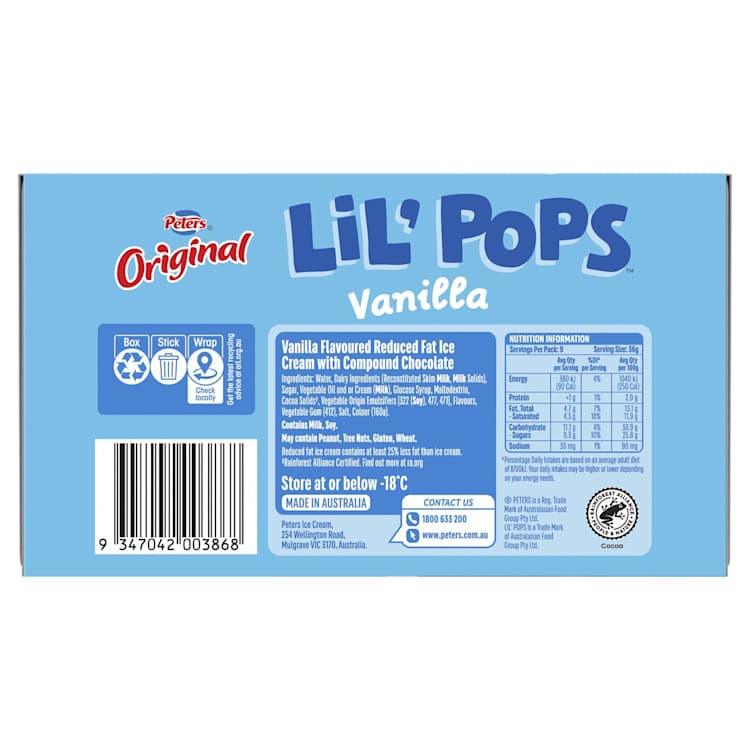 Peters Original Lil Pops Vanilla