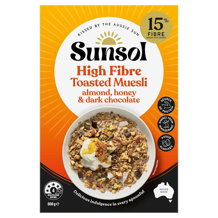 Sunsol Toasted Muesli Almond Honey & Dark Chocolate 