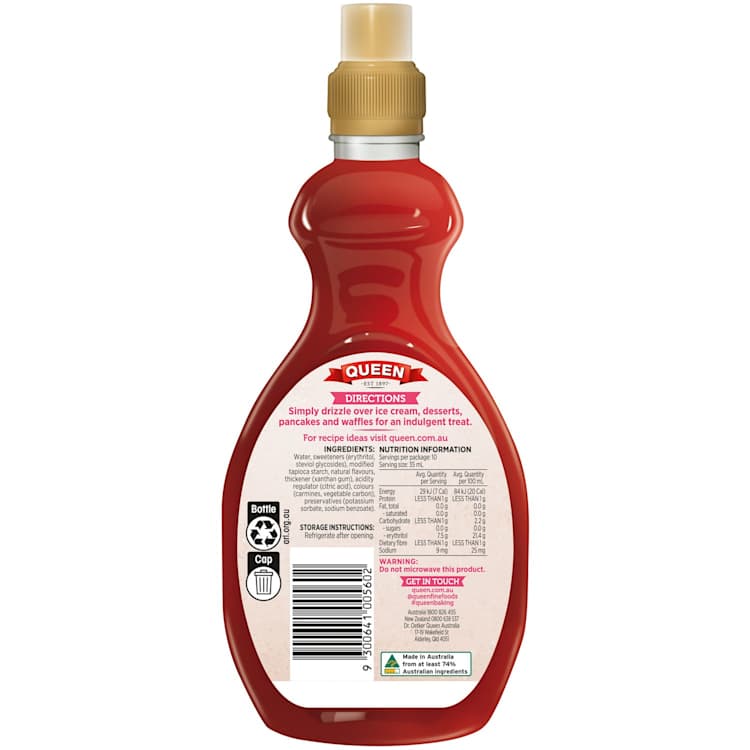Queen Sugar Free Strawberry Sundae Flavoured Topping