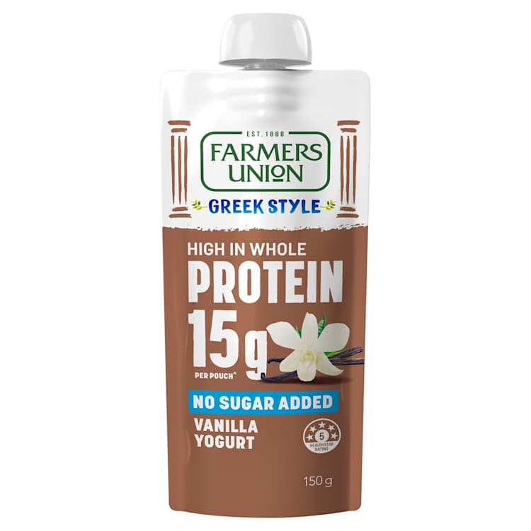 Farmers Union Greek Style High Protein Vanilla Yogurt Pouch