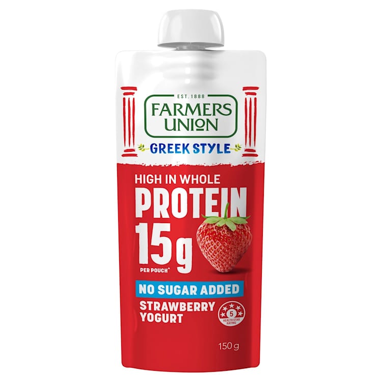 Farmers Union Greek Style High Protein Strawberry Yogurt Pouch