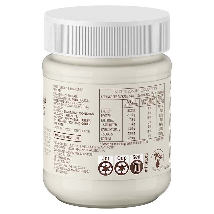 Leo Coco Belgian White Choc & Hazelnut Spread