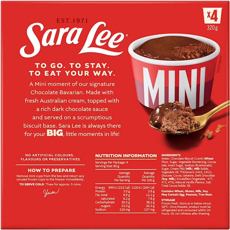 Sara Lee Mini Cups Chocolate Bavarian 