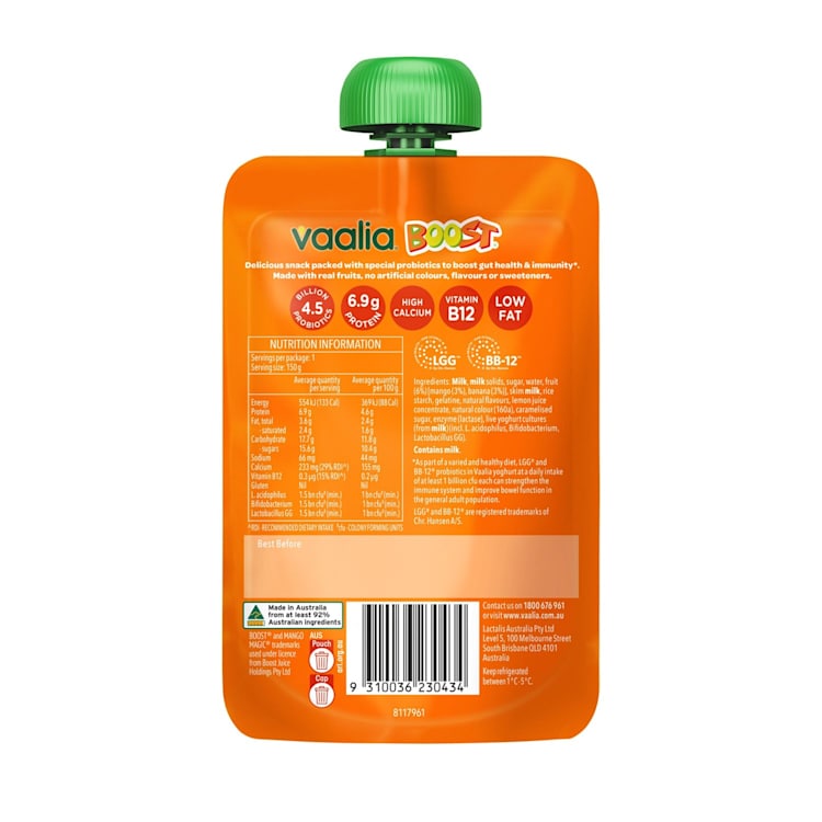 Vaalia Boost Mango Magic Yoghurt 