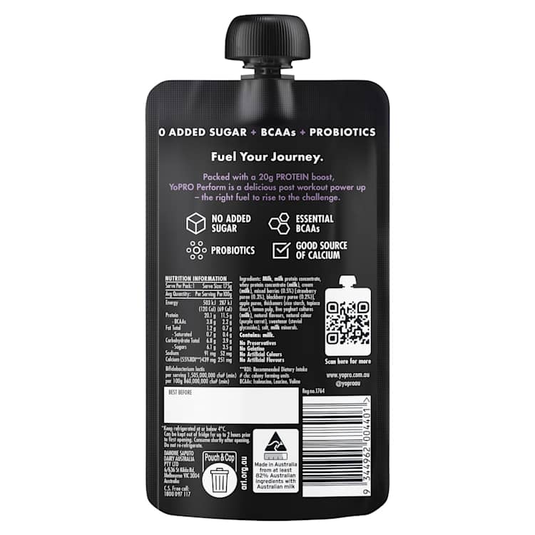 YoPRO Perform Yoghurt Mixed Berries Pouch 