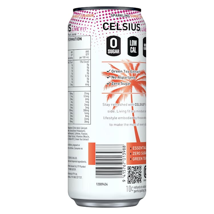 Celsius Sunset Vibe Sparkling Mango Passionfruit Flavour